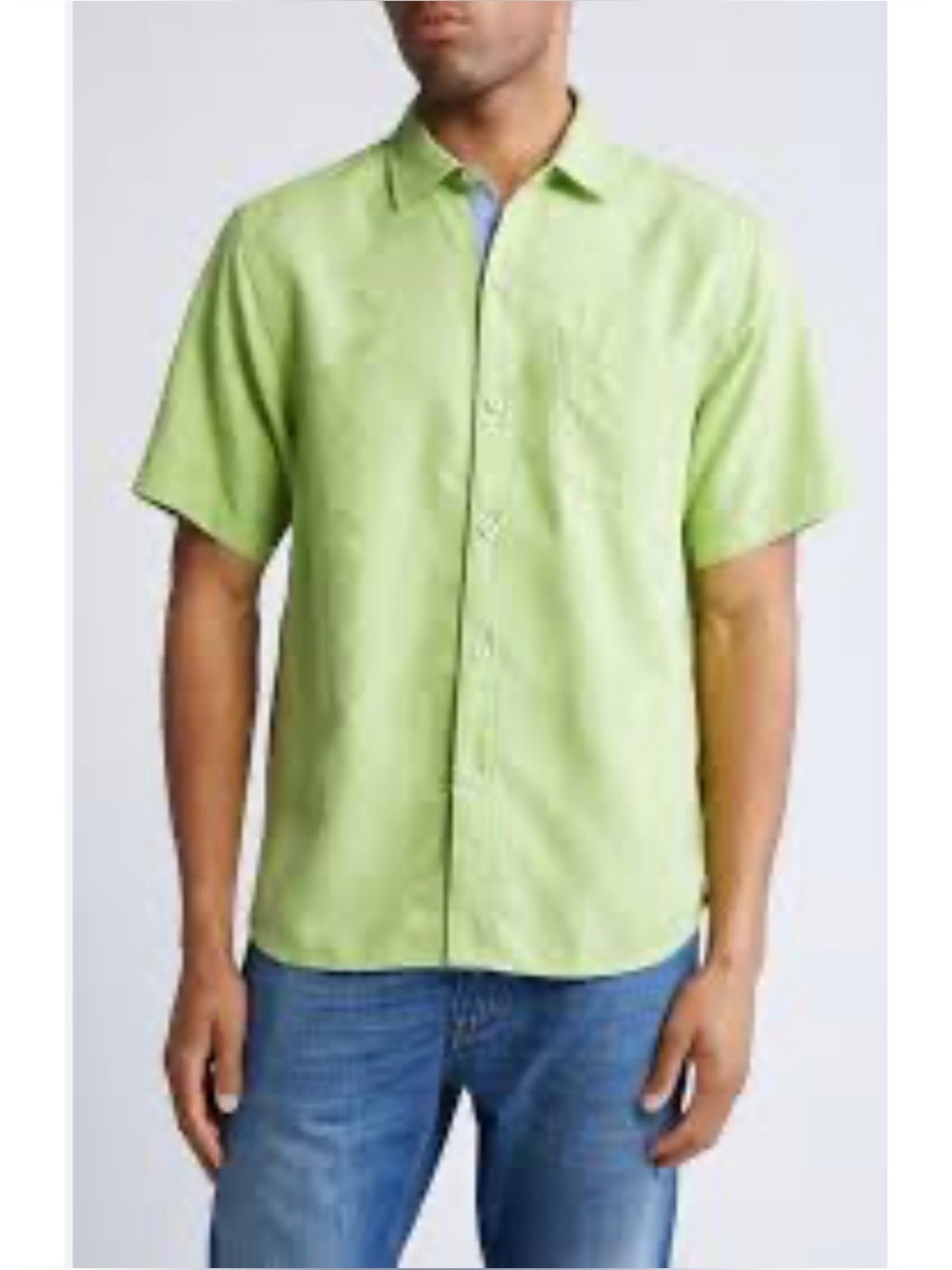 Tommy Bahama Neon Lime Coconut Point Short Sleeve Performance Button-Up Shirt L